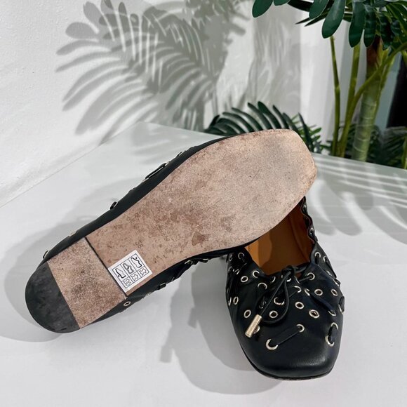 Chloe Grommet Black Leather Ballet Flats size 38 - Picture 9 of 9